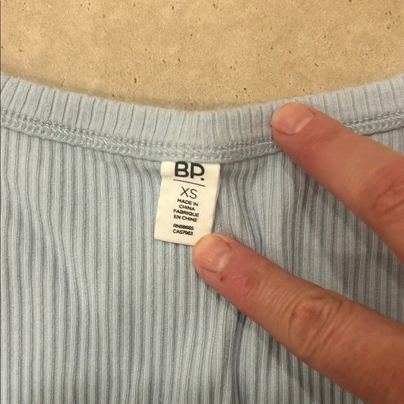 BP Light Blue Ribbed Crop Top - Picture 2 of 3